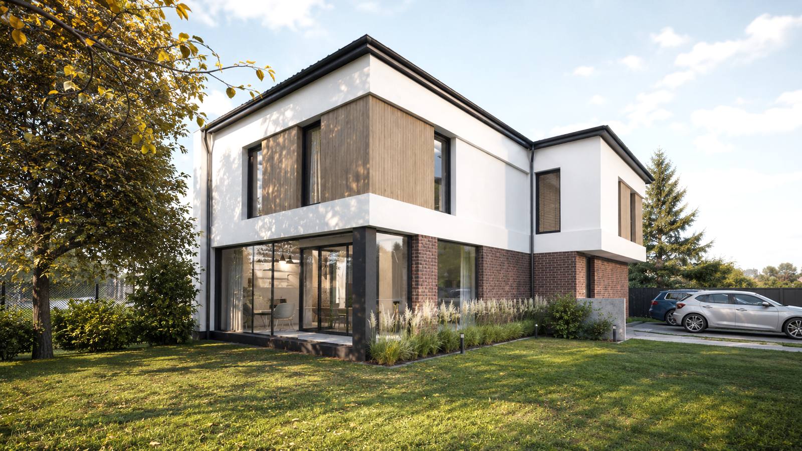 Dom z klinkierem i drewnem — Stasiuk Architektura