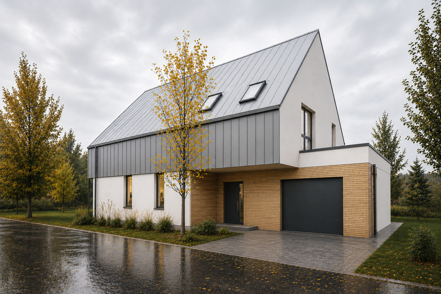 Nowoczesna stodoła z cegłą i blachą na rąbek — projekt Stasiuk Architektura